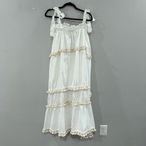 NWT Devotion Twins Dress Tassel Tiered Midi Strap Tie in White